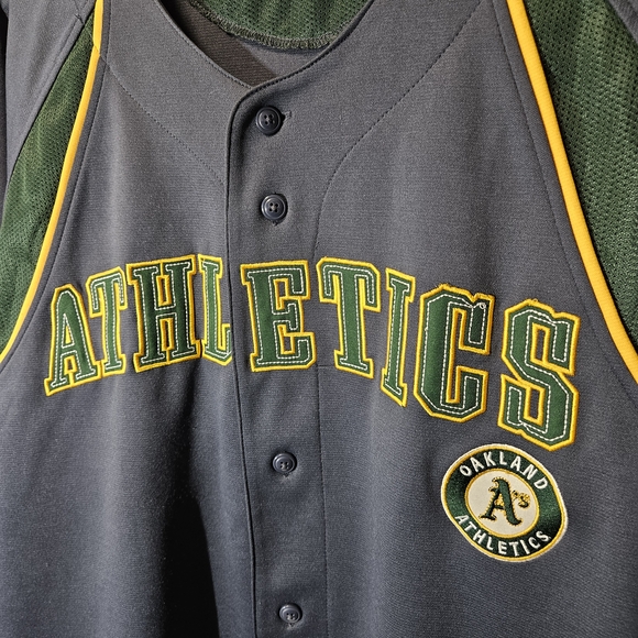 Oakland Athletics Dark Gray Team Baseball Jersey with Yellow Trim True Fan TagXL - Picture 3 of 14